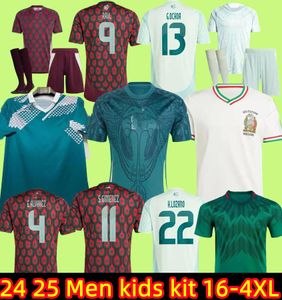 S-4XL 2023 2024 مكسيكو كرة القدم جيرسي H. Losano Chicharito G Dos Santos 23 24 قميص كرة قدم يضع الرجال / الأطفال مجموعة مكسيكية موحد 1990 الرجعية