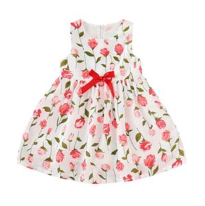 Baby flickor blommor klänning barn tryckt veckad ruffle bow dragkedja klänning barn fritidskläder flickor prinsessan knälängd vävda kjolar 1784649