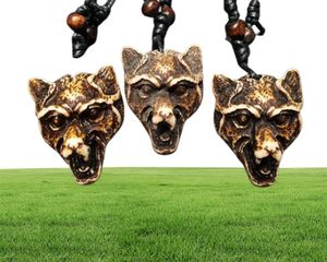 12 pcs Cool Yak Bone Powder Carved Wolf Head Pendant Necklace Choker Gift264U4752370