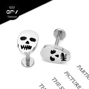 Charm 1PCS G23 Titanium Skull Ear Stud Punk Personality Tragus Piercing Jewelry Mens And Womens Ear Cartilage Stud Nose Stud Y240531JM5M