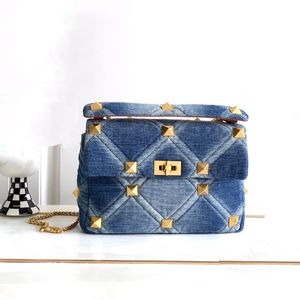 Large Rivet Chain Handbag Designer Bag Denim Canvas Crossbody Bag Handbag High Quality Fashion Leather Chain Shoulder Bag Classic Flip Womens Wallet Tote Bags