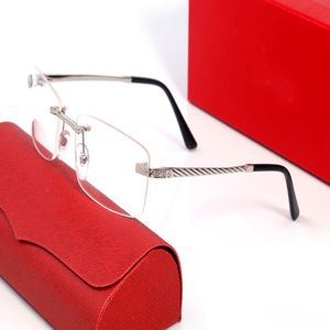 Optiska ramar Rimless Metal Frame Glass Clear Lens Rectangle Eyewear Olika för Man Unisex Högkvalitativ designer Eyeglass Acces Män 228D