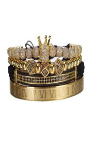 Nowy luksusowy rzymski królewski urok Crown Bransoletka Mężczyźni Moda Złota Pleciona Regulowana mężczyzna Bransoletka do biżuterii hip -hopowej 2020 Prezent9201516