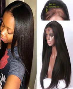 アフリカ系アメリカ人のかつらのテクスチャーYakied Straight 360 Frontal Human HairHD Preucked Front Lace Wigs Light Yaki for黒人女性abou1161065