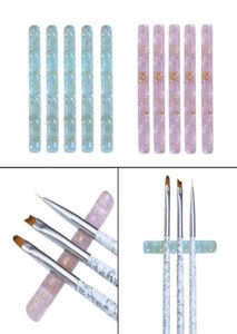 Nail Art Kits 5pcs Brushes Pen Holder Five Grid Acrylic Nails Salon Brush Rack Clear Stand Manicure Tools9008877