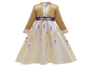 Ny Little Anna Dress Up For Girl Long Sleeve False Two Pieces Snow Queen Fancy Costume Halloween Pageant Party Clothes 312tone S1052897
