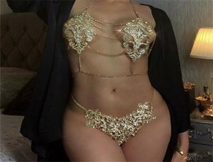 Reggiseno a catena corporeo di cristallo farfalla e mutandine perizoma per donne sexy in bikini di gioielli per il corpo in bikini biancheria intima T2005085719529