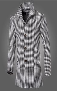 Whole Fashion New winter Men039s clothing brand long section collar houndstooth woolen coat men Casual Slim Fit jacket Tre6366977