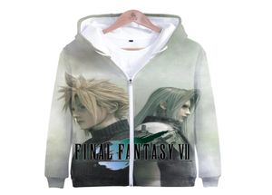 Winter Mens Jackets and Coats Anime Final Fantasy VII 3D Hoodie Hip Hop Streetwear Pocket with Zipper Pullover Hooded Sweatshirt6674441