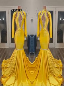 vestidos de baile de ouro amarelo para meninas negras, vestido de festa africana de manga longa, vestido de sereia noturna de sereia de femme maria3631774