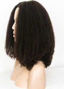 Koronkowa pełna peruka ludzka włosy 4b 4c afro perwersyjne peruki dla czarnych kobiet brazylijskie humain Remy 130 14inch7712182