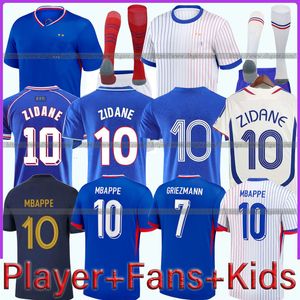 24 25 French jersey ZIDANE MBAPPE soccer jerseys DEMBELE COMAN SALIBA Maillot de foot equipe Maillots GRIEZMANN kids kit player 1998 French Retro football shirt