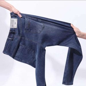 Ultra thin summer lace denim jeans, slim fit straight leg stretch sports pants for men, casual and breathable