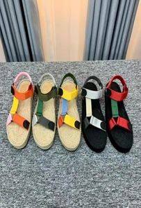 Strappy Espadrille Sandal Platform Sandals مصمم نساء نسج قش نايلون أحذية حزام النسيج مطرزة الجوت SO1190558