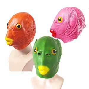 Green Pink Fish Head Funny Roll Play Unisex Women Carnival Party Decoration Headbond Alien Lotion Mask Toy Gift240513