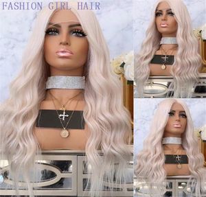 Fashion Platinum Blonde Middle Part 13x4 Lace Front simulation Human Hair Wigs Water Wave Glueless Full Lace Wigs Bleached Knots f1519526