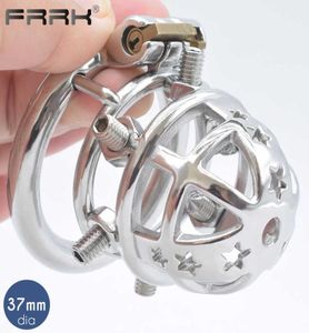 FRRK Spiked Cock Cage Erect Denial Vicious Male Device Brutal BDSM Stimulate Screw Sissy Penis Ring Tough Sex Toys P08279825417