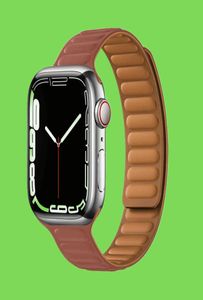 Кожаная ссылка для Apple Watch Band 44 мм 40 мм 41 мм 45 мм 42 мм 38 мм оригинальный браслет Magnetic Loop Series 3 5 4 SE 6 7 Строка H6526243