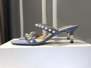 Дизайнеры женские сандалии сандалы дизайнерские женские женские каблуки на высоких каблуках маленькие ароматные жемчужные тапочки высота каблука 6 см шлифт Bran3859513