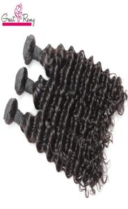 3 buntar Deep Wave Hair Weft Weave 100 8a obearbetade jungfruliga hårbuntar Deal Brasilianska peruanska malaysiska indiska förlängningar GR1340217