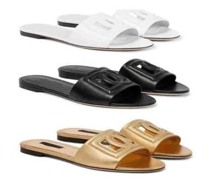 Luxury designer sandal slipper slide flats slippers Cutout Leathers Slides Millennials Leather Slides genuineleather rubber sole 2036312