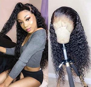 Diva1 Hd Transparent frontal wig deep wave curly pre plucked 360 full lace closure for black women 150 density5545273