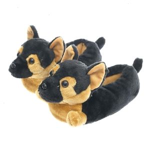Slippers Millffy الكلاسيكية الراعي الراعي الكلب Plush Animal Black and Tan Footwear 2211244506205