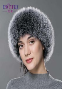 ENJOY FUR women winter fur headbands real fox fur knitted female headwear warm fashion ear protector elastic new Russia headwrap X9954233