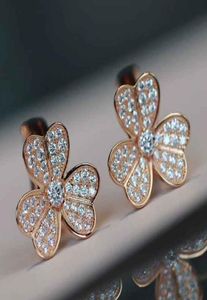 V gold Luxurious quality flower clip earring with all diamond in Platinum color and 18k rose gold plated for women wedding jewelry9390492