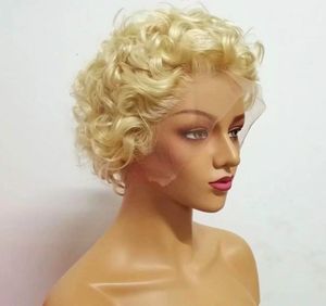 180 gęstość 613 Pełna koronkowa peruka kręcona blond peruki koronkowe przednie ludzkie peruki dla czarnych kobiet przezroczyste koronkowe fryzury 7728245