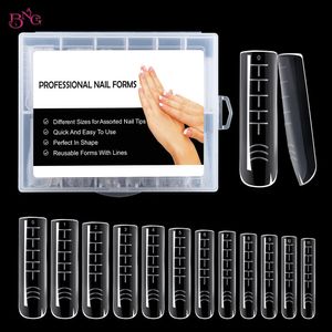 Poly Nail Gel Dual Forms Nail Builder Extension Gel Top Mold Clear Full Cover Square False Nail Tips with Scale Manicure Tools 240510