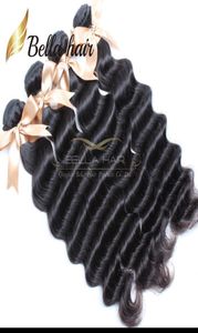 Löst djupa vågbuntar 34 per parti 8a Virgin Human Hair Extensions Weft Bella hår Facotry5278655