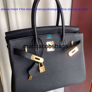 birkinbagデザイナーバッグTotes Handbagsフルハンド縫製ワックススレッドTotes25 30 35 Black Gold Togo Leather Platinumバッグ