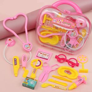 Låtsas Play Doctor Set Kids Suitcase Kit Toys Roll Props Bär Case Stetoskop Pedagogisk Toy Girl Boy Present 240524