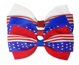 4 Inch Hair Accessories 4th of July Flag Hair Bows for Girls Clips Red Royal White Hairbows Grosgrain Ribbon Stars Stripe 471 K24268861