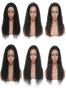 Proste ludzkie włosy 4x4 koronkowe peruki dla kobiet w całym brazylijskim perwersyjnym kręconym ciele Water Deep Wave 180 Gęstość 13x4 Frontal216954511989