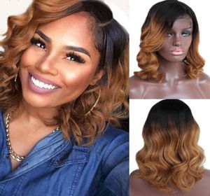 BOB BOLTA VIRVIR VIRVIR VIRGAN HUMANO WIGS ombre ombre de dois tons Blonde Color Body Wave Lace Front Wig Full Lace Human Hairleless9728439
