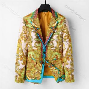 new Business Designer Man Suit Blazer High quality Fashion Jackets Coats Flower Pattern For Men Stylist Letter Embroidery Long Sleeve Casual Party Wedding M-3XL