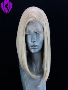 Side part 60 Blonde Wig 134 short straight full Lace Front Wigs for White Women Part Short bob Wig Heat Resistant Fiber1167170