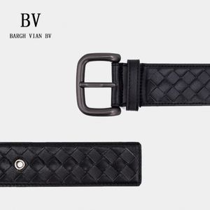 Bargh Vian Leather Belt Men S手作りの子牛の皮膚織りベルトピンバックルビジネスパンツベルト本物341A