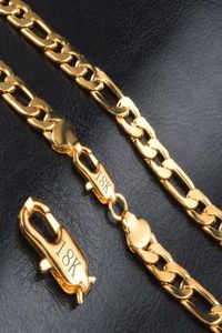 Mode 18K Real Gold Plated Figaro Chains Halsband armband för män halsband armband med 18k stämpel män smycken5113548