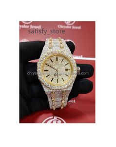 Ny Coming Iced Out Watch Luxury Anpassa rostfritt stål Handgjorda inställningar Bustdown Hip Hop VVS Moissanite Watch Factory Price