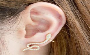 Stud Rose Gold CZ Ear Jacket Earrings For Women Reptile Jewelry Animal Crystal Dainty Boucle D'oreille Femme 202114755689