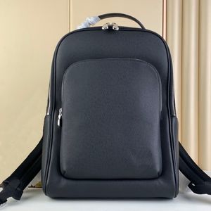 Fashion Functional Bag Outdoor Laptop Bag Solid Black Metal Logo Design 40cm Leather Neutral Backpack