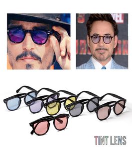 Mode Johnny Depp Style Round Solglasögon Män Rensa Toned Lens Brand Design Party Show Sun Glasses Oculos de Sol Eyewear9848853