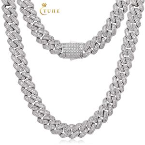 Iced Out Custom Bling Buguette VVS Moissanite Pass Diamond Tester Miami Cuban Link Chain Necklace