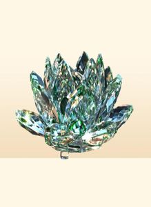 80mm Quartz Crystal Lotus Flower Crafts Glass Paperweight Fengshui Ornaments Figurines Home Wedding Party Decor Gifts Souvenir New1411365