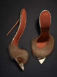 Luksusowe norek futr futra damskie buty dla kobiet wysokie obcasy sandały 2021 Slipper Mules5502905