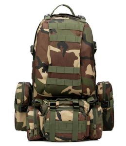 55L Outdoor Sport 3D MOLLE 600D Военный нейлонопроницаемый тактический рюкзак для кемпинга пешеходных туристических альпинистов