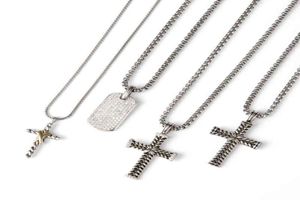 925 Sterling Silver Necklace Necklaces Men Woman Full Diamond Jewelry Chevron Cross Pendant Pave Zircon Dog Necklace Peace Medal Bronze9340633